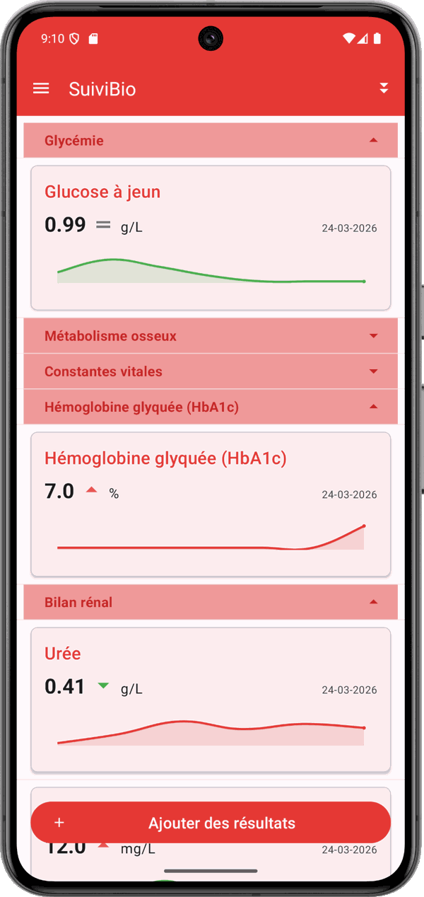Application SuiviBio - Écran d'accueil